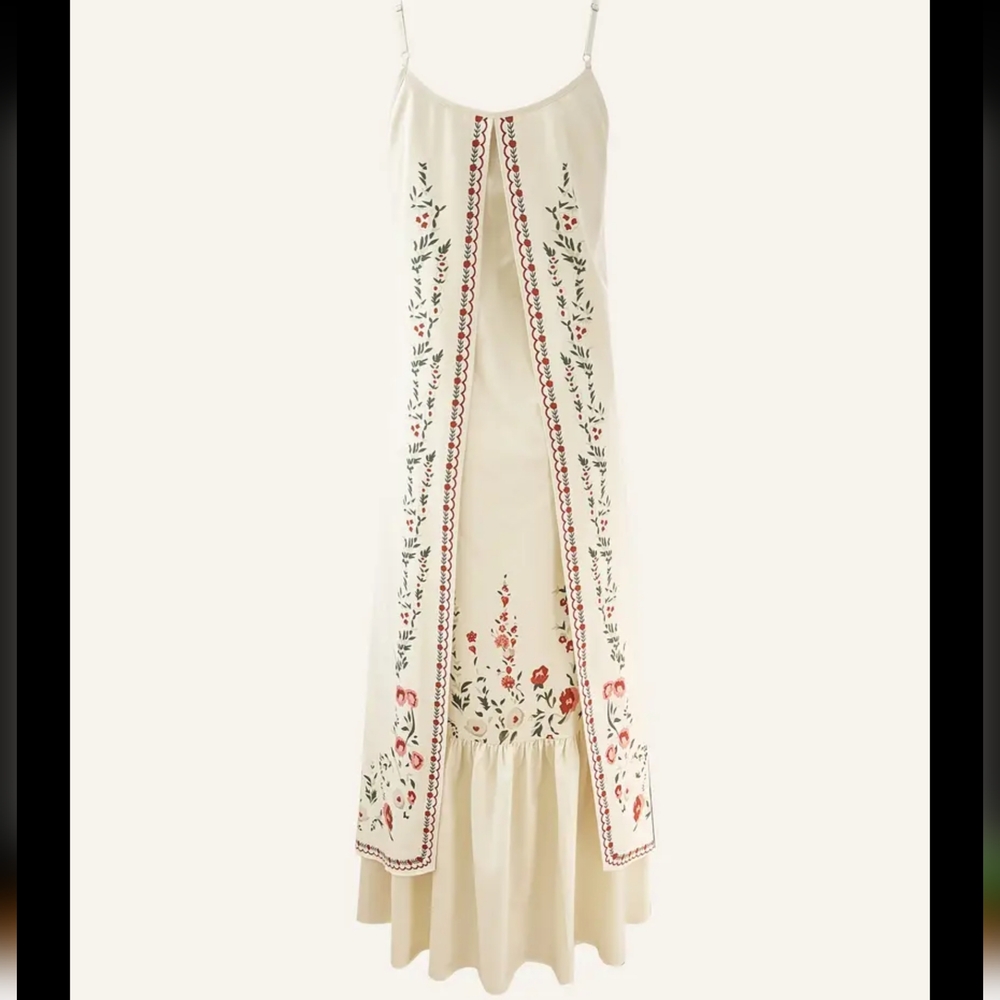 Womens Sleeveless Floral Print Maxi Dress V Neck - Picture 2 of 4